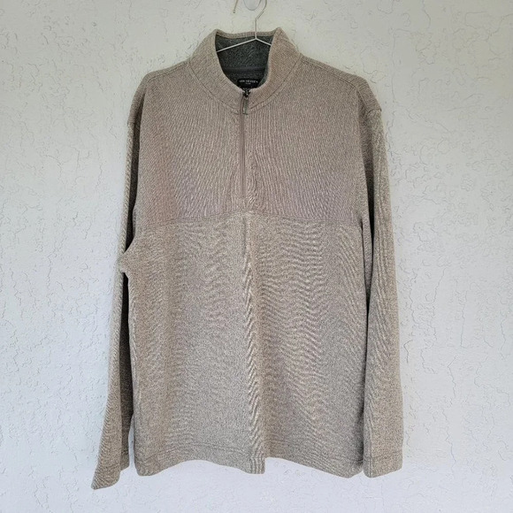 Van Heusen Pullover Classic Fiit 1/4 Zip Long Sleeve Beige Mens XL - Picture 1 of 9
